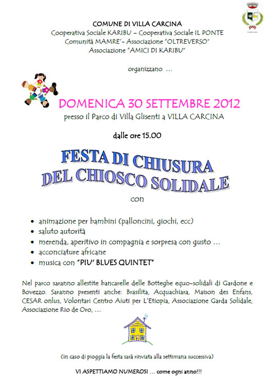 festa di chiusura del chiosco solidale