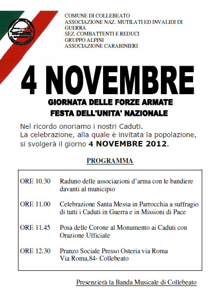 4 novembre a Collebeato