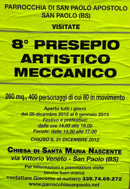 presepio artistico meccanico a San Paolo