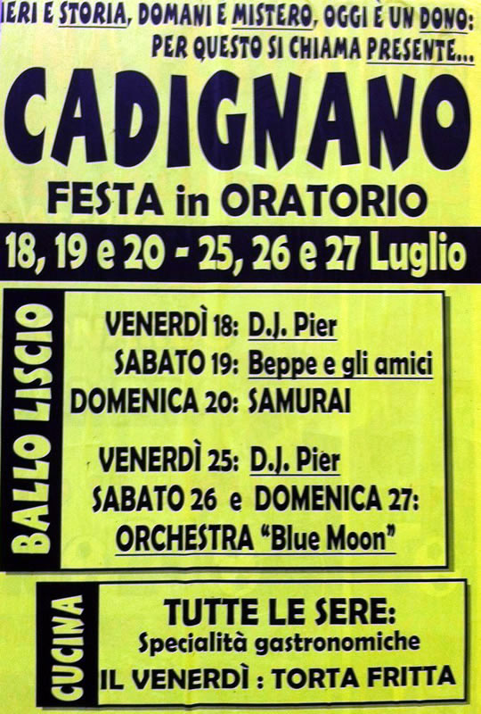 cadignano festa in oratorio