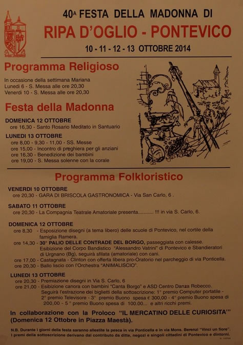 40° Festa della Madonna di Ripa d'Oglio a Pontevico