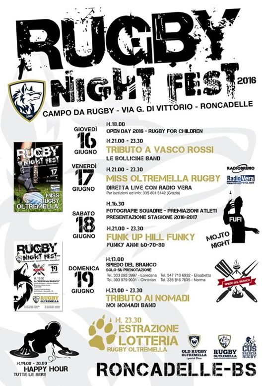 Rugby Night Fest a Roncadelle