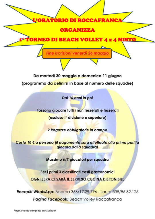 Torneo di Beach Volley a Roccafranca 