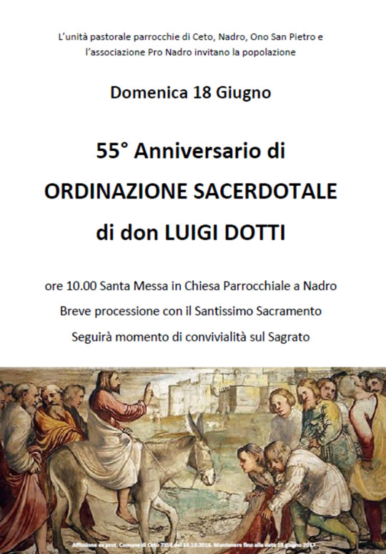 Anniversario Di Ordinazione Sacerdotale Di Don Luigi Dotti A Nadro