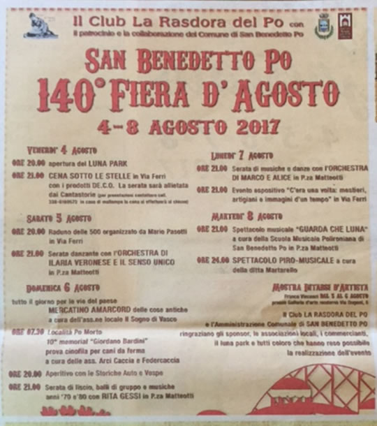 140 Fiera d'Agosto a San Benedetto Po 