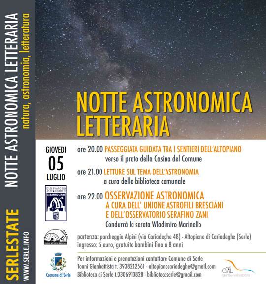 Notte Astronomica Letteraria a Serle 
