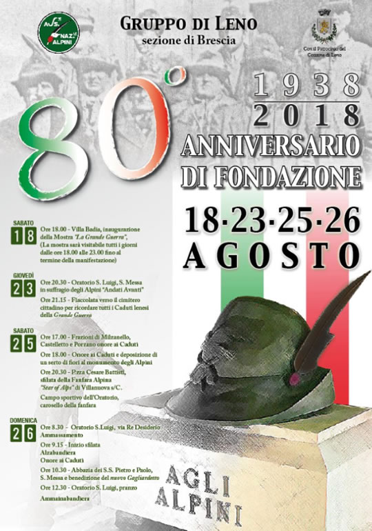 80 Anniversario fondazione Gruppo Alpini Leno 