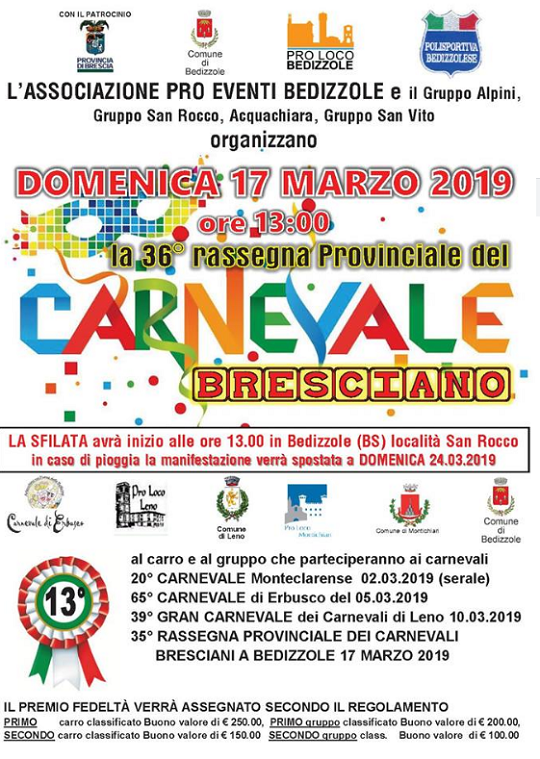 36 Rassegna Provinciale del Carnevale Bresciano a Bedizzole 