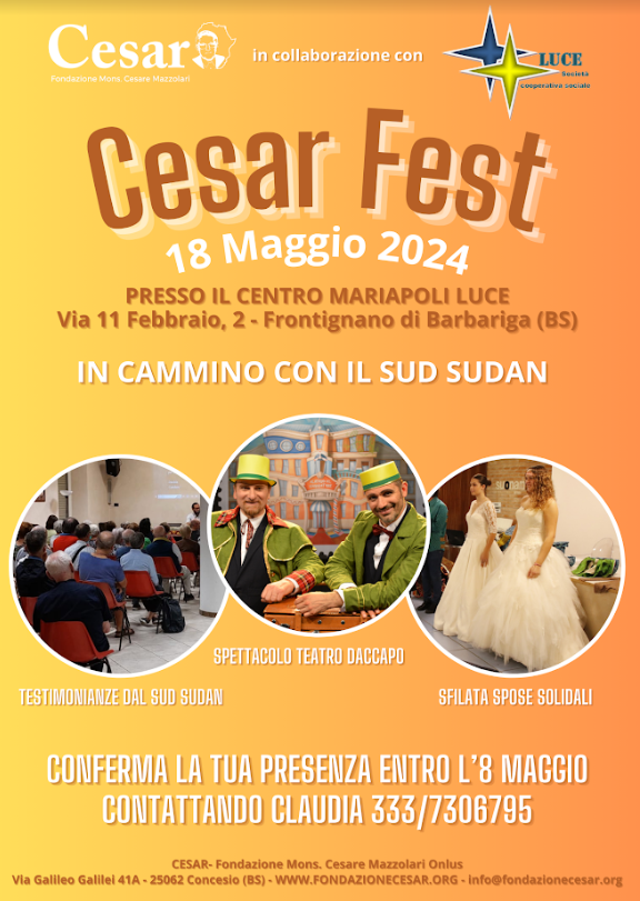 Cesar Fest - in cammino con il Sud Sudan - Barbariga