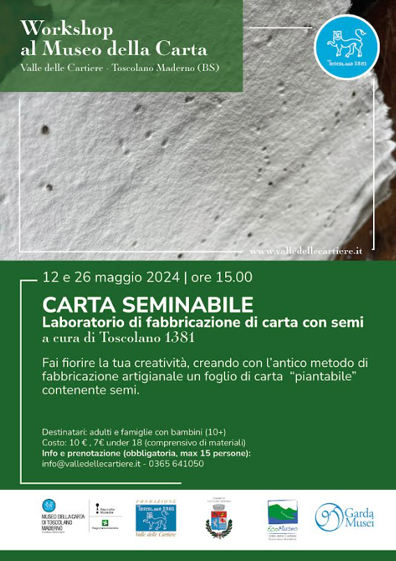 Carta Seminabile - laboratorio di fabbricazione di carta con semi - Museo della carta di Toscolano Maderno