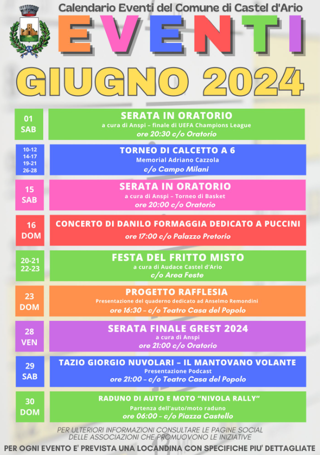Calendario eventi nel comune di Castel d'Ario (MN)