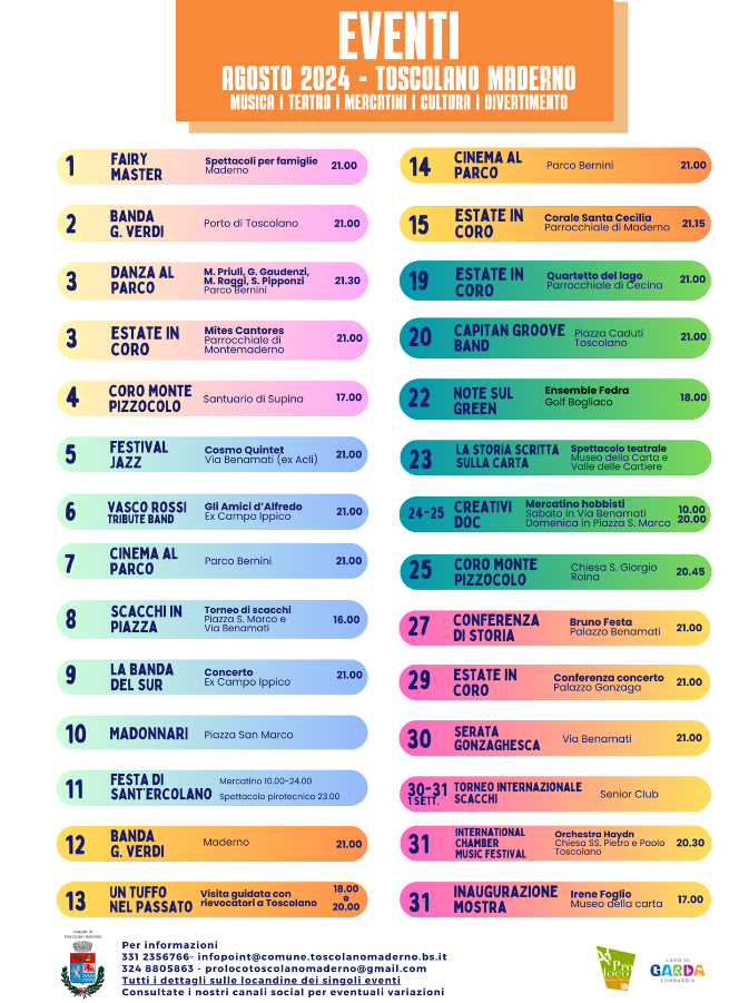 Calendario eventi a Toscolano Maderno 