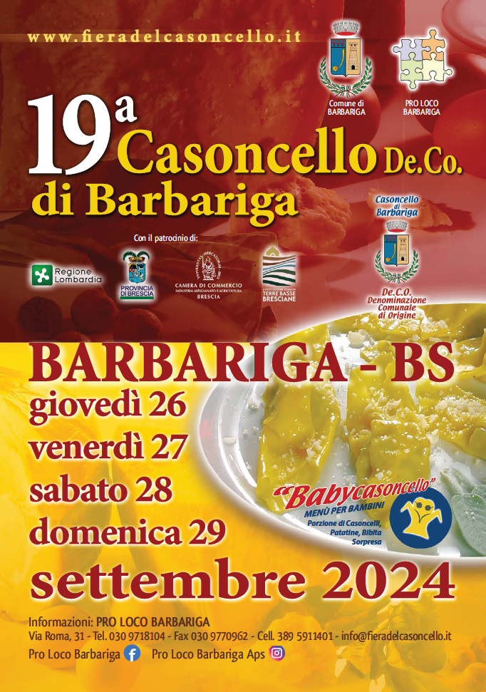 Fiera del casoncello De.Co. di Barbariga - 2024 - locandina