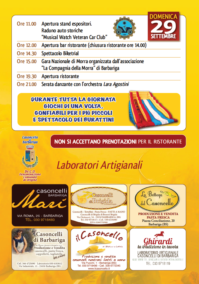 Fiera del casoncello De.Co. di Barbariga - 2024 - programma 2