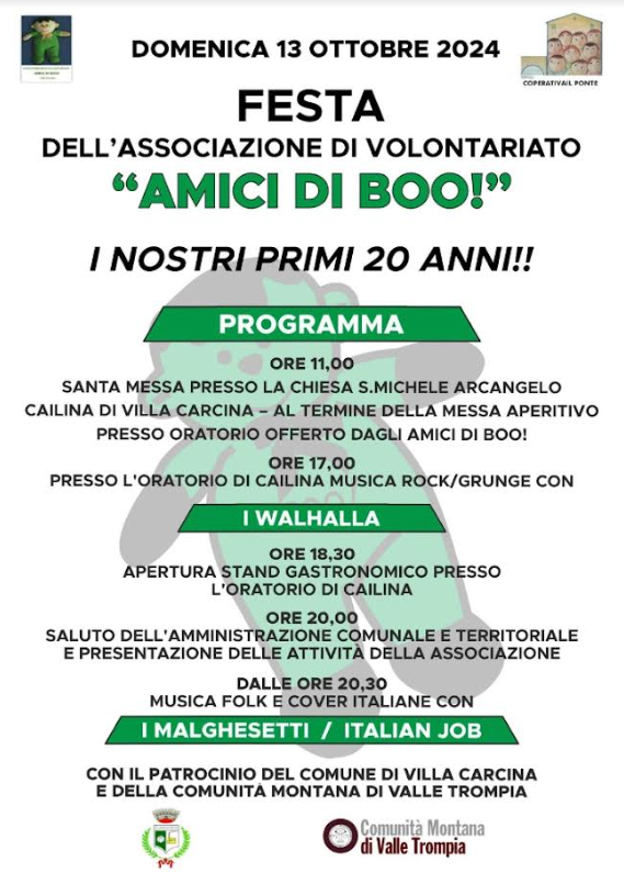 Festa associazione Amici di Boo - Oratorio Cailina