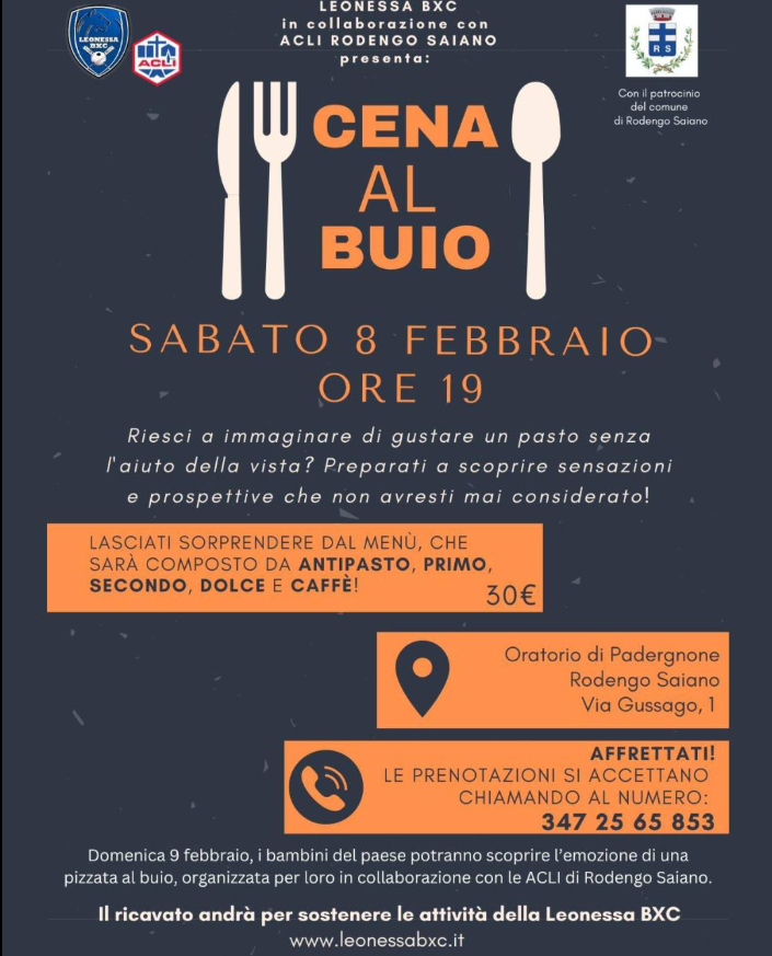 Cena al buio a Rodengo Saiano